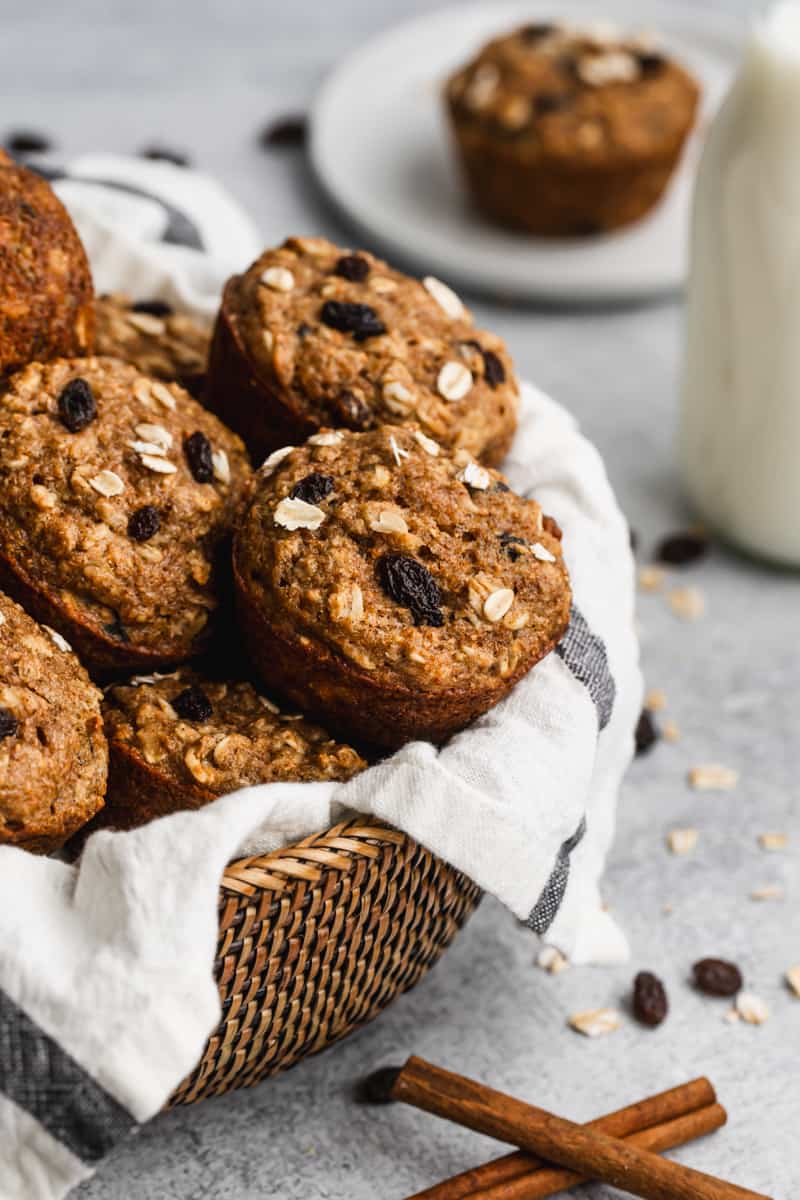 A basket with the best Applesauce Muffins, ready to enjoy.