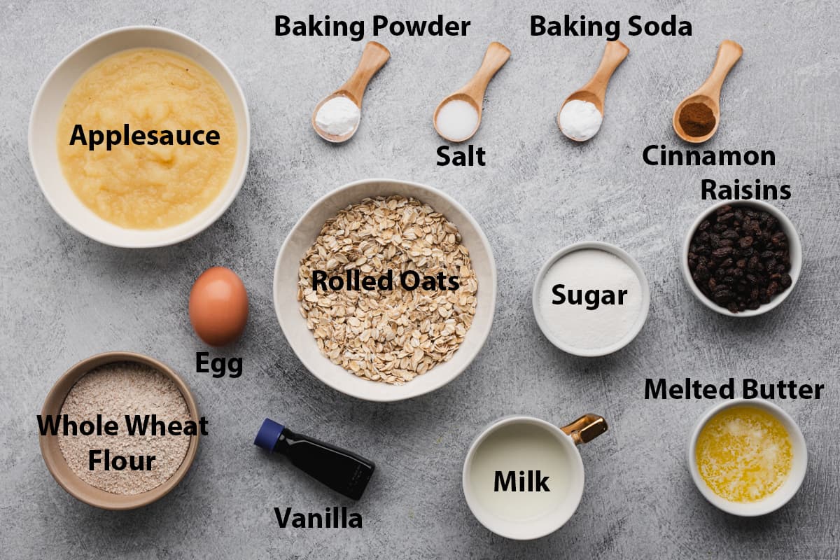 Ingredients needed for Applesauce Muffins. 