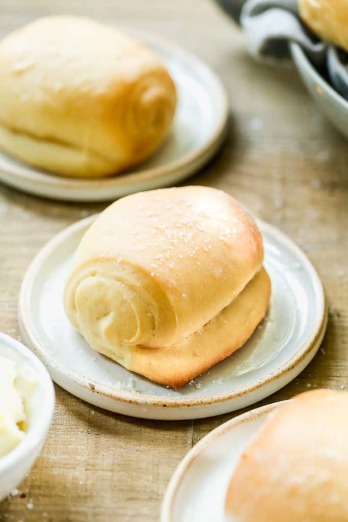 A homemade roll on a plate.