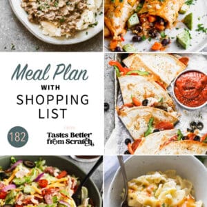 A collage of 5 recipes from meal plan 182.