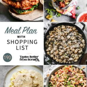 A collage of 5 recipes from meal plan 190.