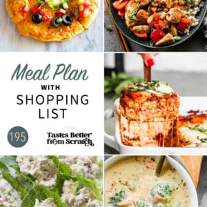 A collage of 5 recipes from meal plan 195.