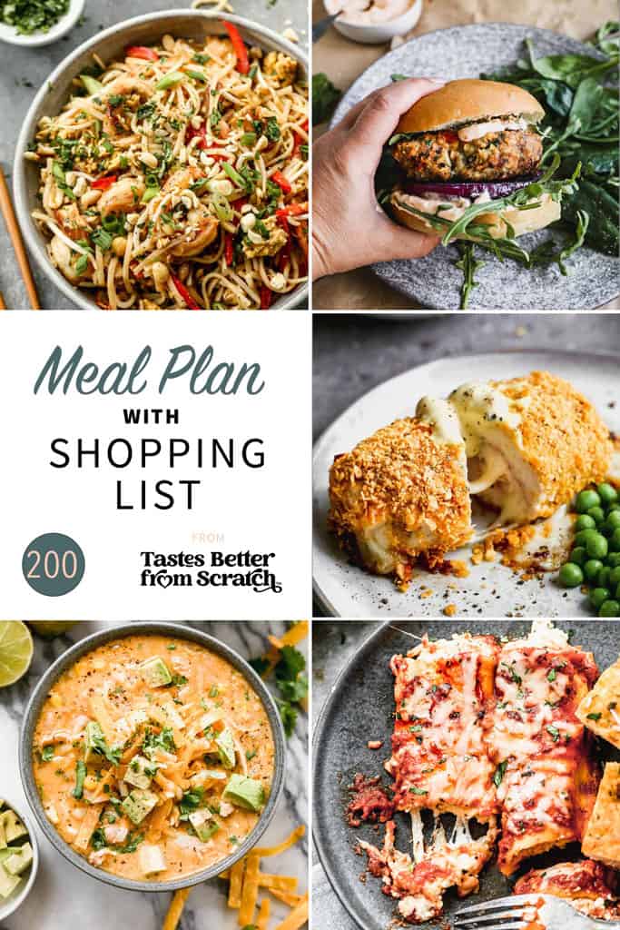 A collage of 5 recipes from meal plan 200.