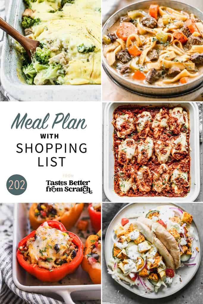 A collage of 5 recipes from meal plan 202.