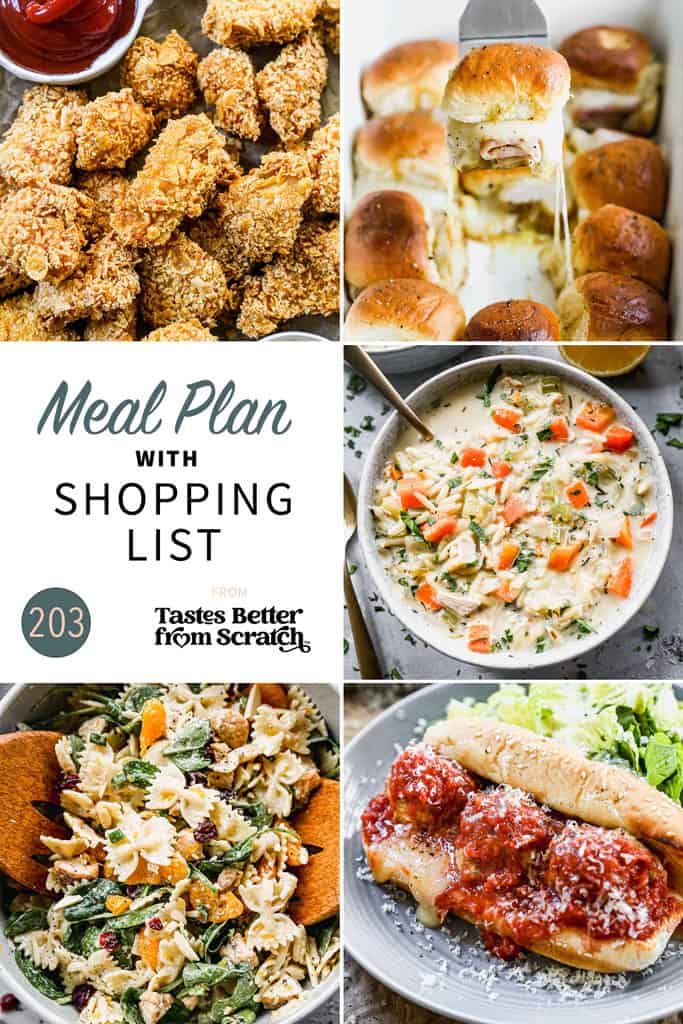 A collage of 5 images from meal plan 203.