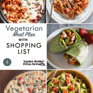 A collage of dinner recipe images comprising a weekly meal plan.